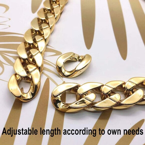 Men's Gold Cobra Chain Fake Rapper Design Chunky Costume Necklace - Picture 5 of 9